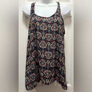 Hollister Navy and Red Patterned Tank Top